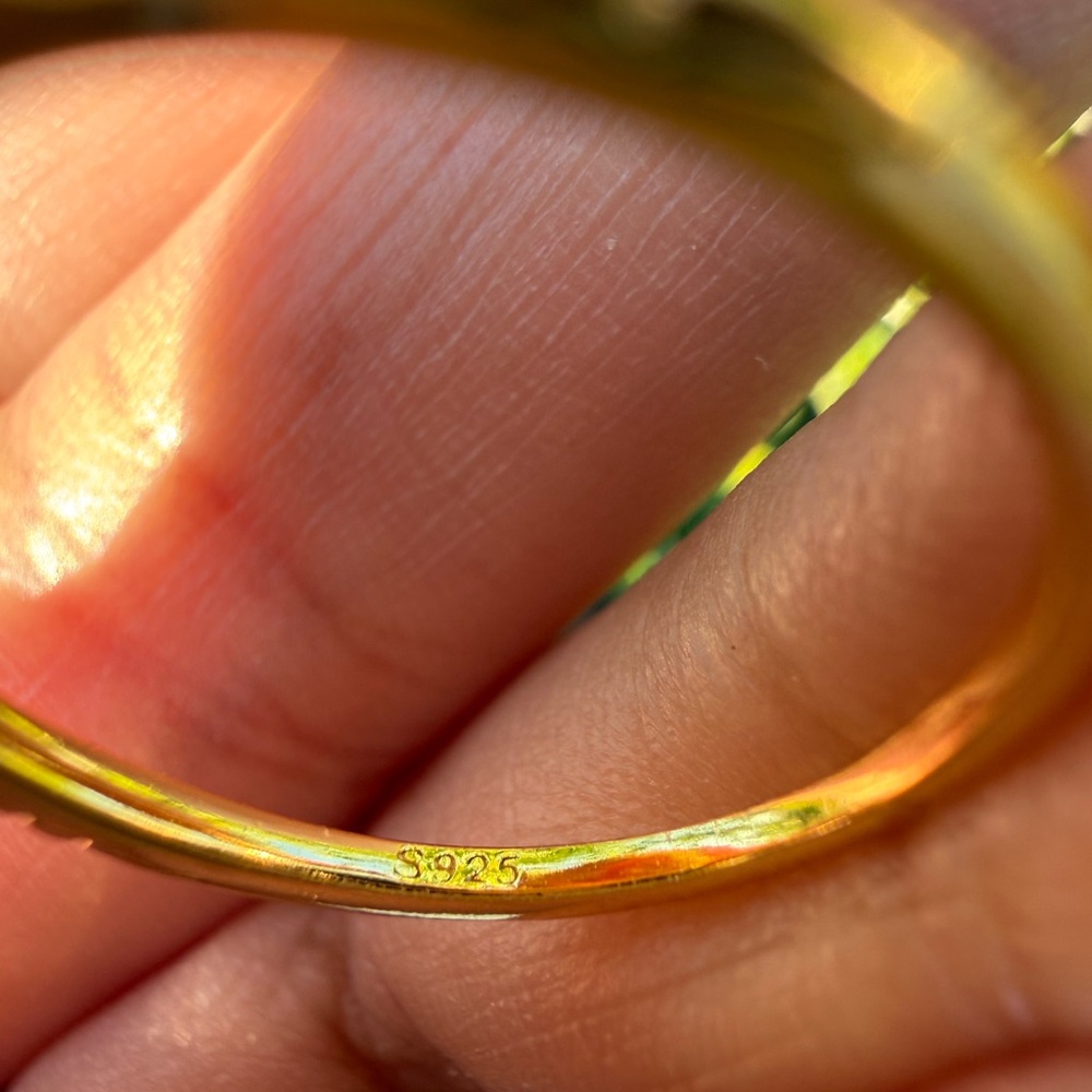 925 Sterling Silver Gold-Plated Stackable Ring - image 2